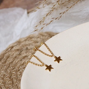 Stainless Steel Chain Star Long Tassel Earrings
