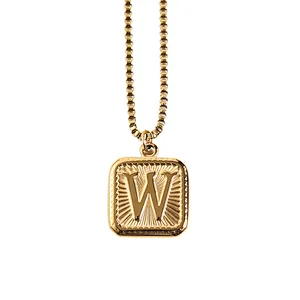 Gold Stainless Steel 26 Letter Charm Necklace Series