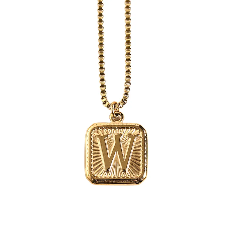 Gold Stainless Steel 26 Letter Charm Necklace Series