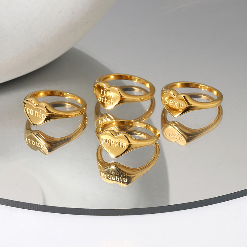 Couple Ring 18K Gold Plated Ring Letter Engraved Ring Set