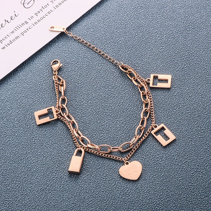 Stainless Steel Multi-Accessory Double Layer Bracelet