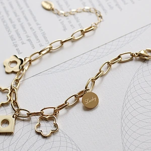 Stainless Steel Hollow Flower Bracelet Girls