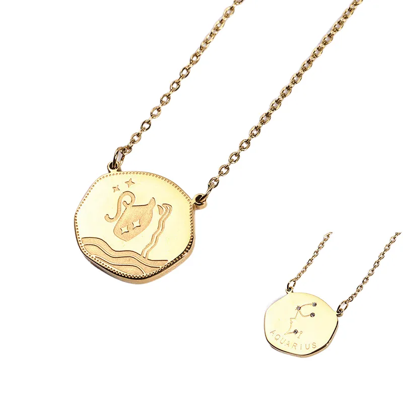 Trend Stainless Steel Zodiac Sign Charm Series Necklace