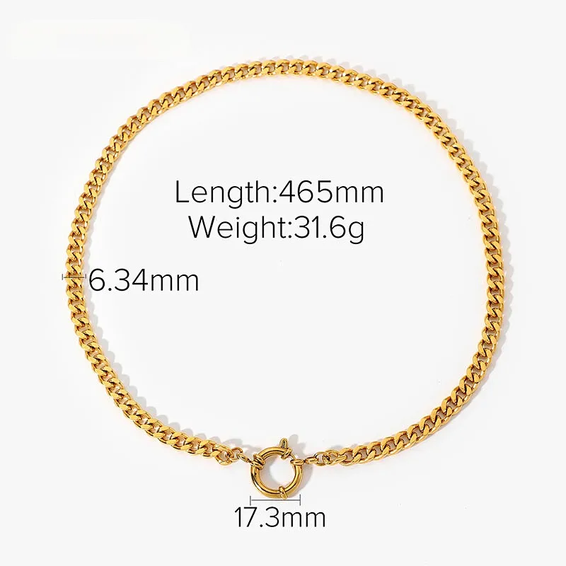 New 18K Gold Simple Curb Chain Necklace Stainless Steel