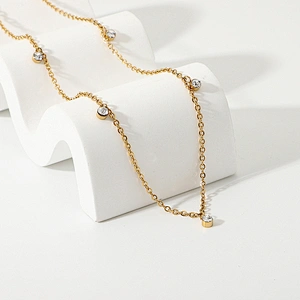 Simple Zircon Choker Necklace Steel Necklace wholesale