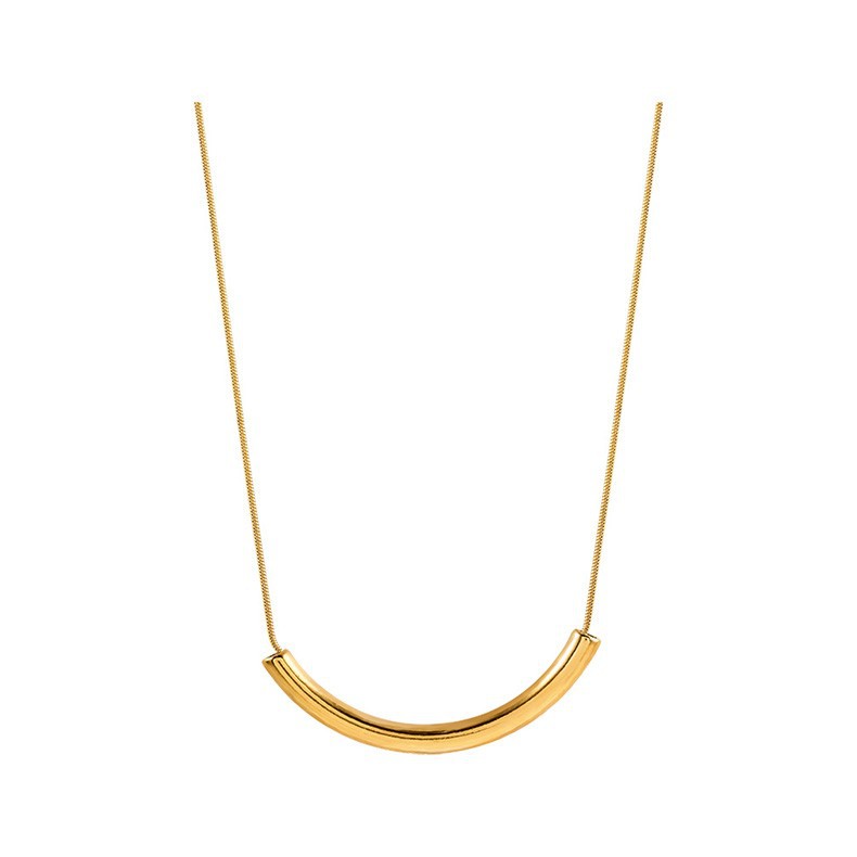 Stainless Steel Simple Small Bend Smile Necklace Wholesale
