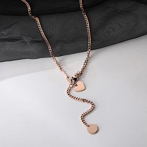 Long Tassel Heart And Round Drop Necklace