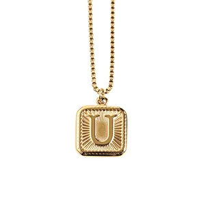 Gold Stainless Steel 26 Letter Charm Necklace Series