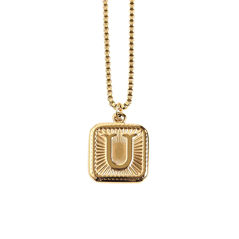 Gold Stainless Steel 26 Letter Charm Necklace Series