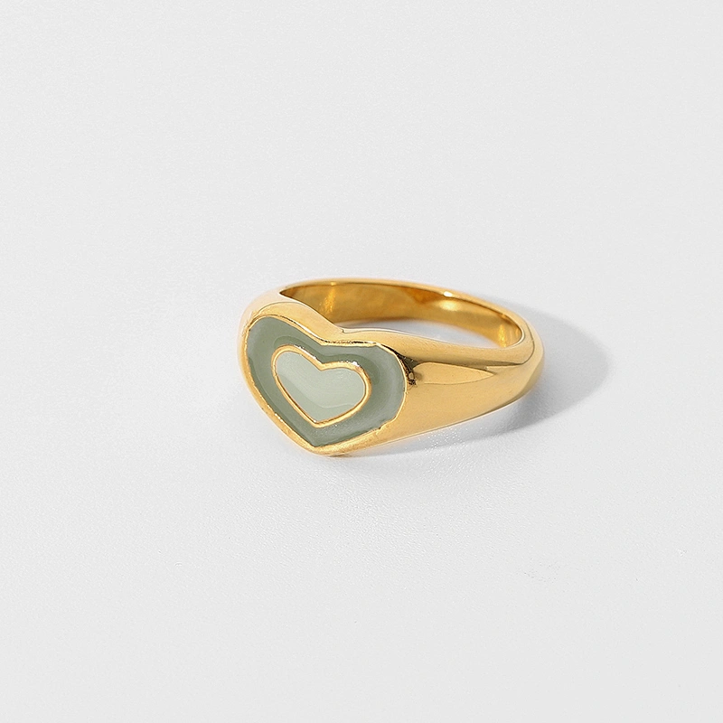 Fashion Cute Steel Metal Heart Ring Titanium Steel Ring