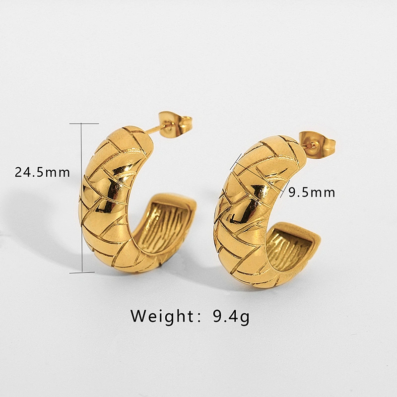Metal Rhombus Earrings Stainless Steel Vintage Stud Earrings