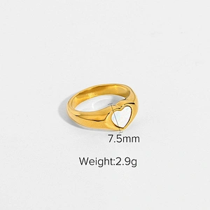 Stainless Steel Heart Ring 18K Gold Plated Heart Ring