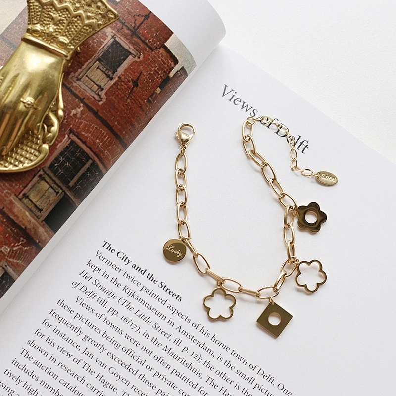 Stainless Steel Hollow Flower Bracelet Girls