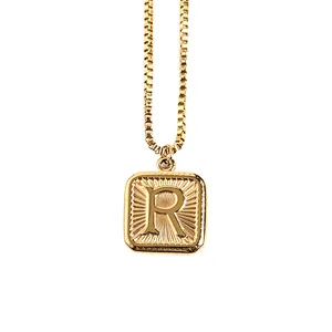 Gold Stainless Steel 26 Letter Charm Necklace Series