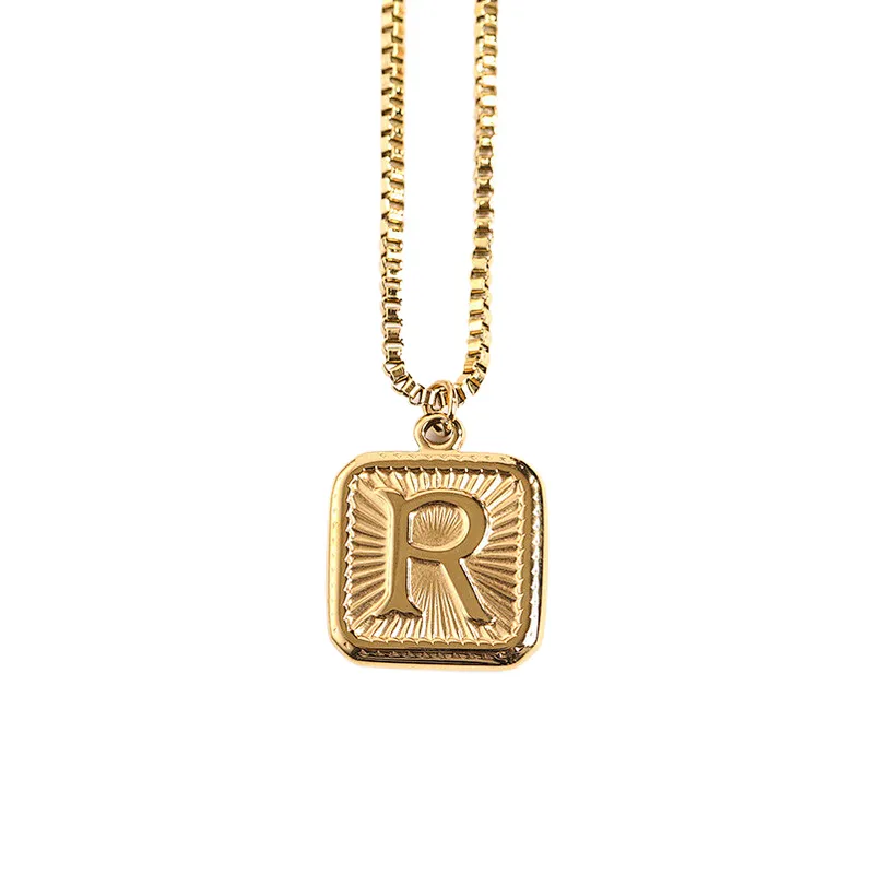 Gold Stainless Steel 26 Letter Charm Necklace Series
