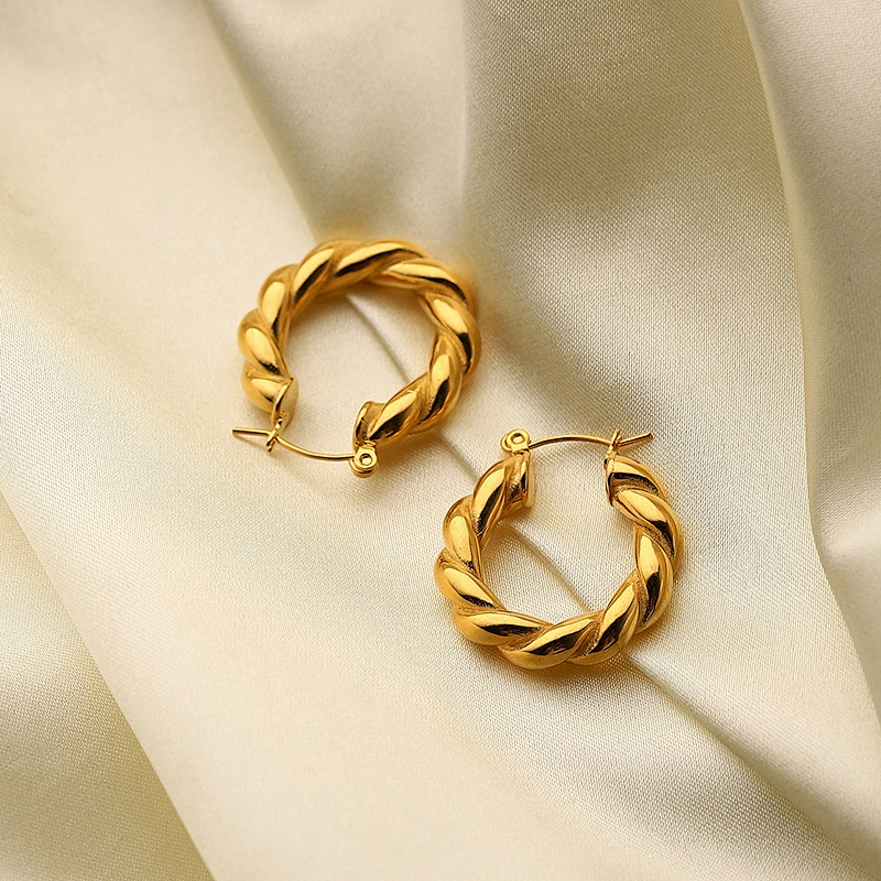 Wholesale Gold Stainless Steel C Shape Metal Hoop Earrings