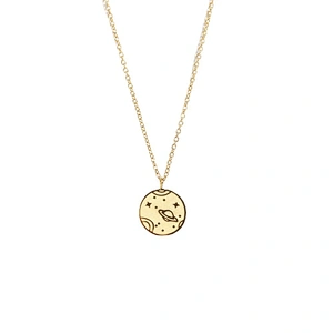 Simple Stainless Steel Tiny Chain Universe Charm Necklace
