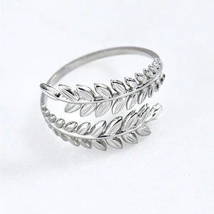 Adjustable Stainless Steel Olive Leaf Rings For Women