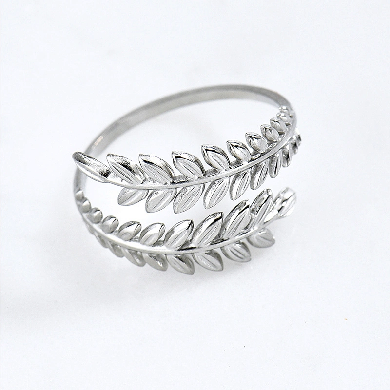 Adjustable Stainless Steel Olive Leaf Rings For Women