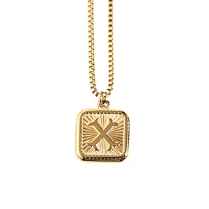 Gold Stainless Steel 26 Letter Charm Necklace Series