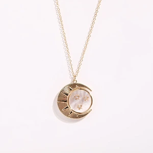 Vintage Sun Moon Zircon Pendant Couple Necklace