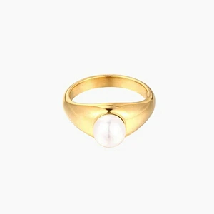 Stainless Steel Ring Fashion Freshwater Pearls Ring