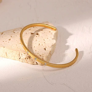 Simple Zircon Bracelet Stainless Steel Open Bracelet