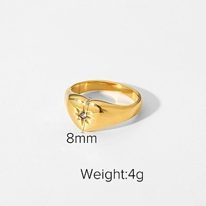 Fashion Stainless Steel Heart Ring Titanium Steel Zircon Ring