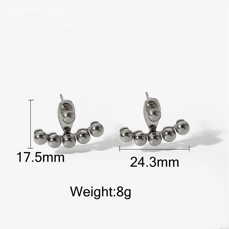 Simple Gold Titanium Steel Gold Bead Stud Earrings