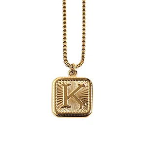 Gold Stainless Steel 26 Letter Charm Necklace Series