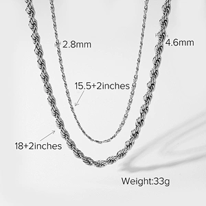 Simple Silver Steel Necklace Double Layer Chain Necklace