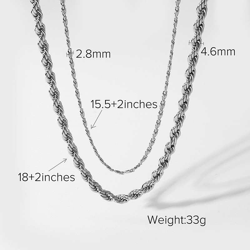 Simple Silver Steel Necklace Double Layer Chain Necklace
