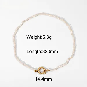 Special Lock Pendant Fresh Water Pearl 18K Gold Steel Necklace