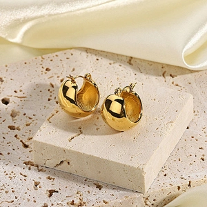 Titanium Steel Stereo Ball 18K Gold Plated Steel Earrings