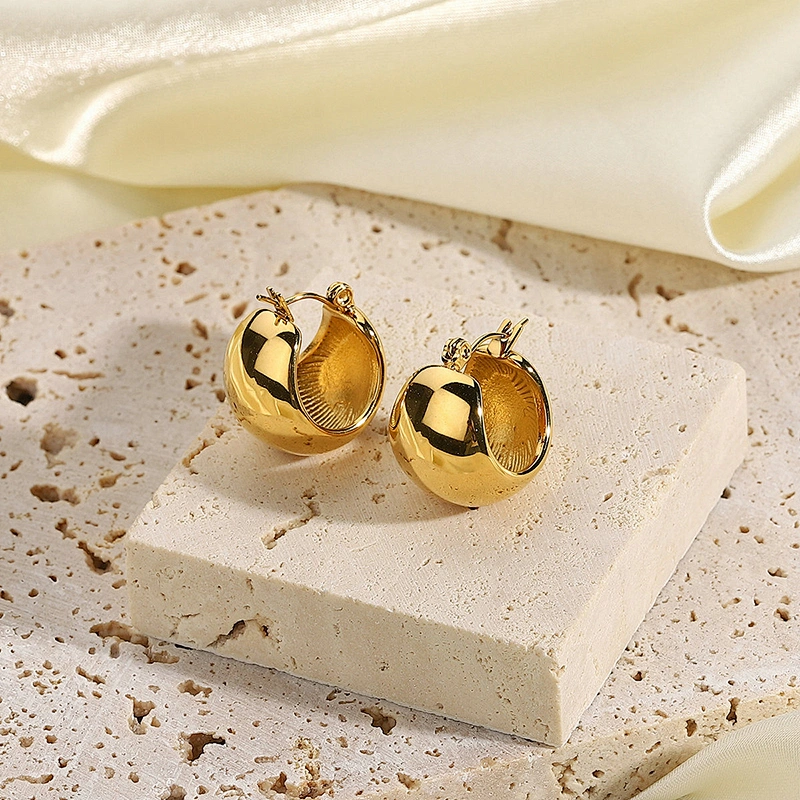 Titanium Steel Stereo Ball 18K Gold Plated Steel Earrings