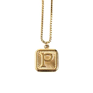 Gold Stainless Steel 26 Letter Charm Necklace Series