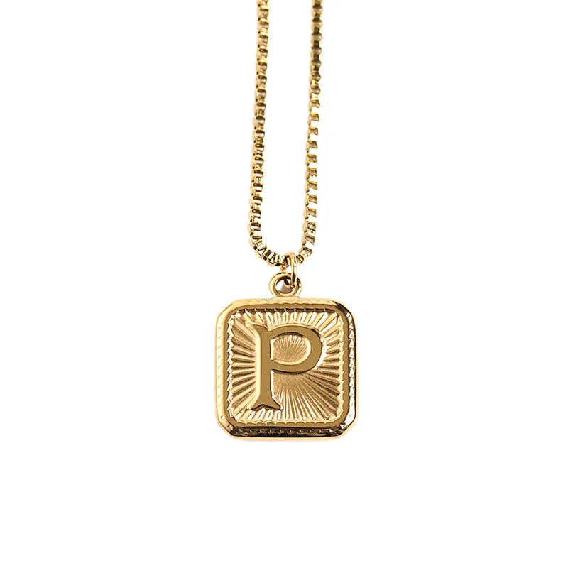 Gold Stainless Steel 26 Letter Charm Necklace Series