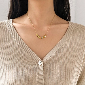 Stainless Steel Small Cubic Beads Exquisite Chain Necklace