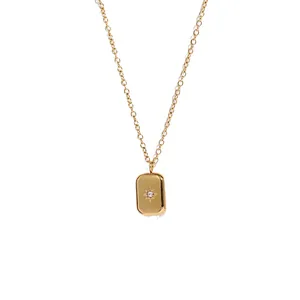 18K Gold Plated Zirconia Drop Eight Awn Star Pendant Necklace