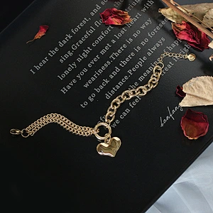 Heart Charm Thick Chain Bracelet Customize