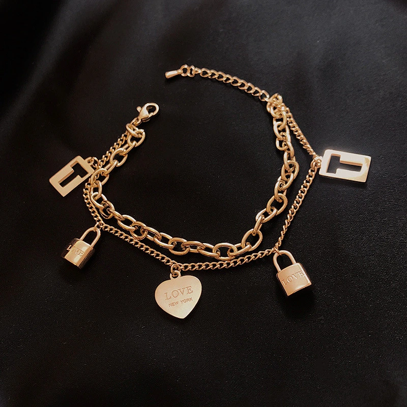 Stainless Steel Multi-Accessory Double Layer Bracelet