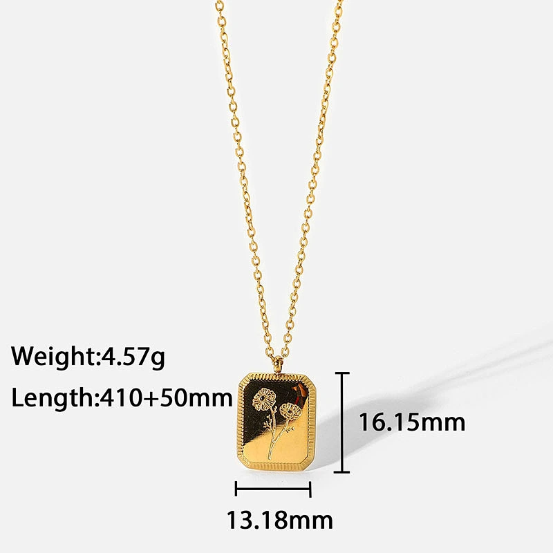 New 18k Gold Plated Engraved Necklace Flower Pendant Necklace