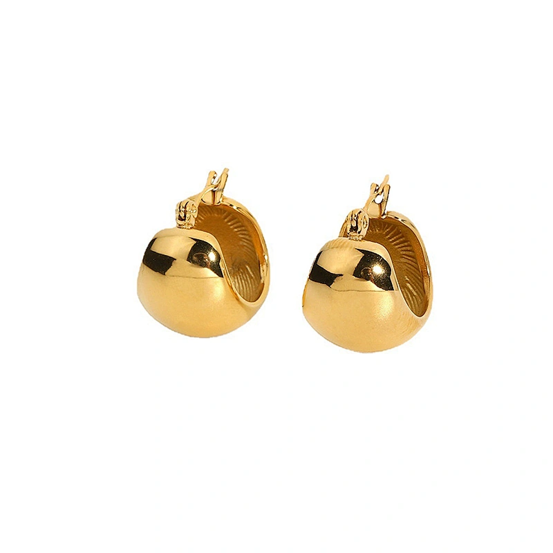 Titanium Steel Stereo Ball 18K Gold Plated Steel Earrings