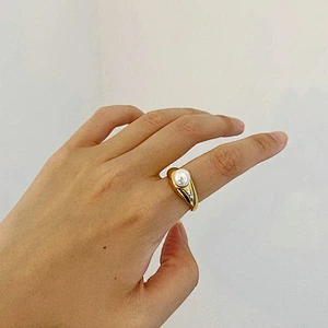 Stainless Steel Ring Fashion Freshwater Pearls Ring