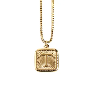 Gold Stainless Steel 26 Letter Charm Necklace Series