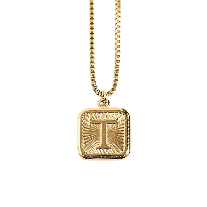 Gold Stainless Steel 26 Letter Charm Necklace Series