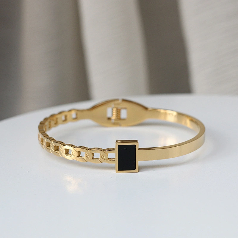 Rose Gold Plated Link Shape Bangle For Women