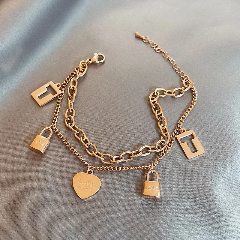 Stainless Steel Multi-Accessory Double Layer Bracelet