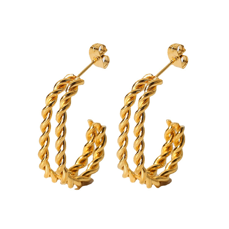 Popular Geometric Stainless Steel Twist Earrings Jewelry