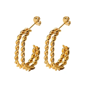 Popular Geometric Stainless Steel Twist Earrings Jewelry